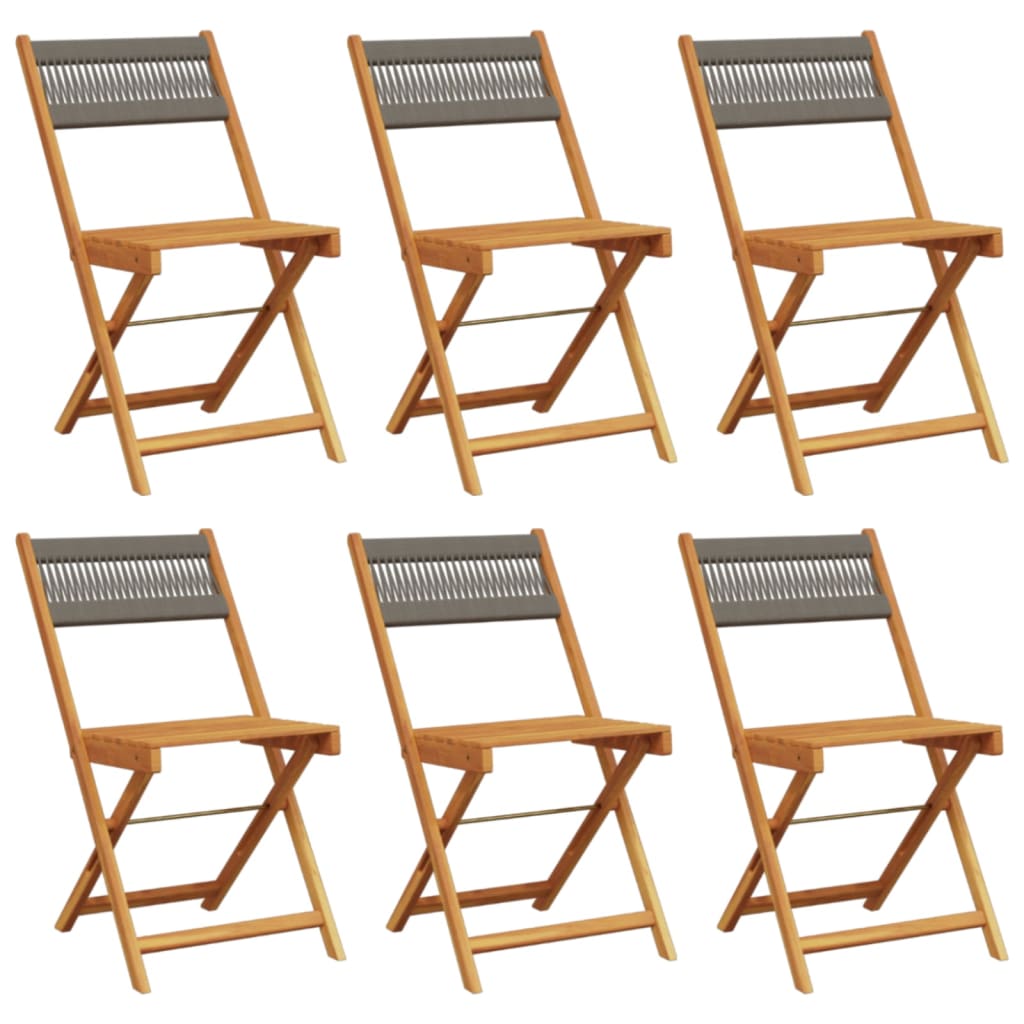 6-Piece Grey Acacia Wood Folding Garden Chairs Set