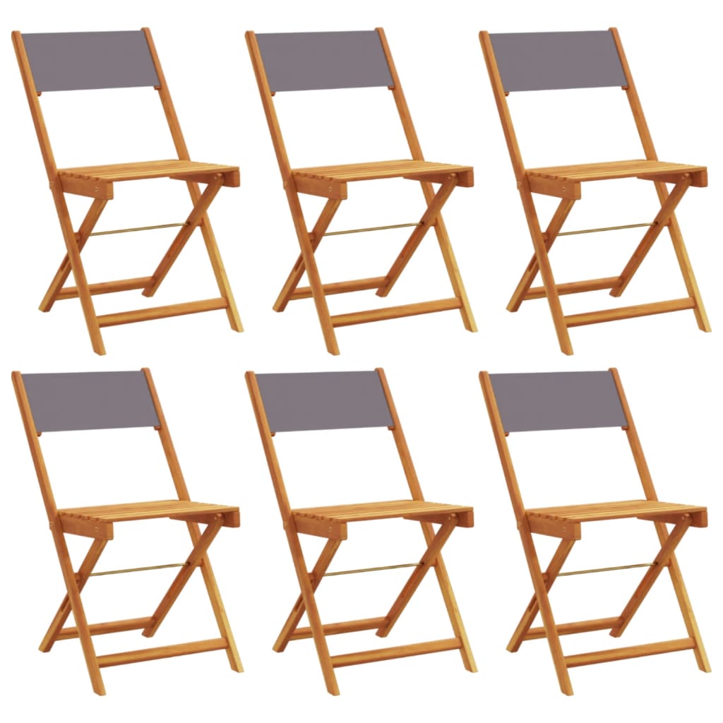 6-Piece Anthracite & Wood Folding Garden Chairs Set