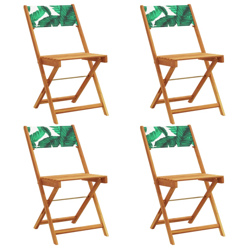 Green Fabric & Solid Wood Folding Garden Chairs, Set of 4