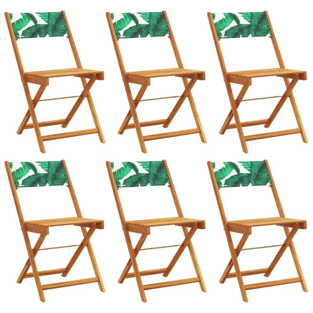 6 Pc Green Fabric & Wood Folding Garden Chairs