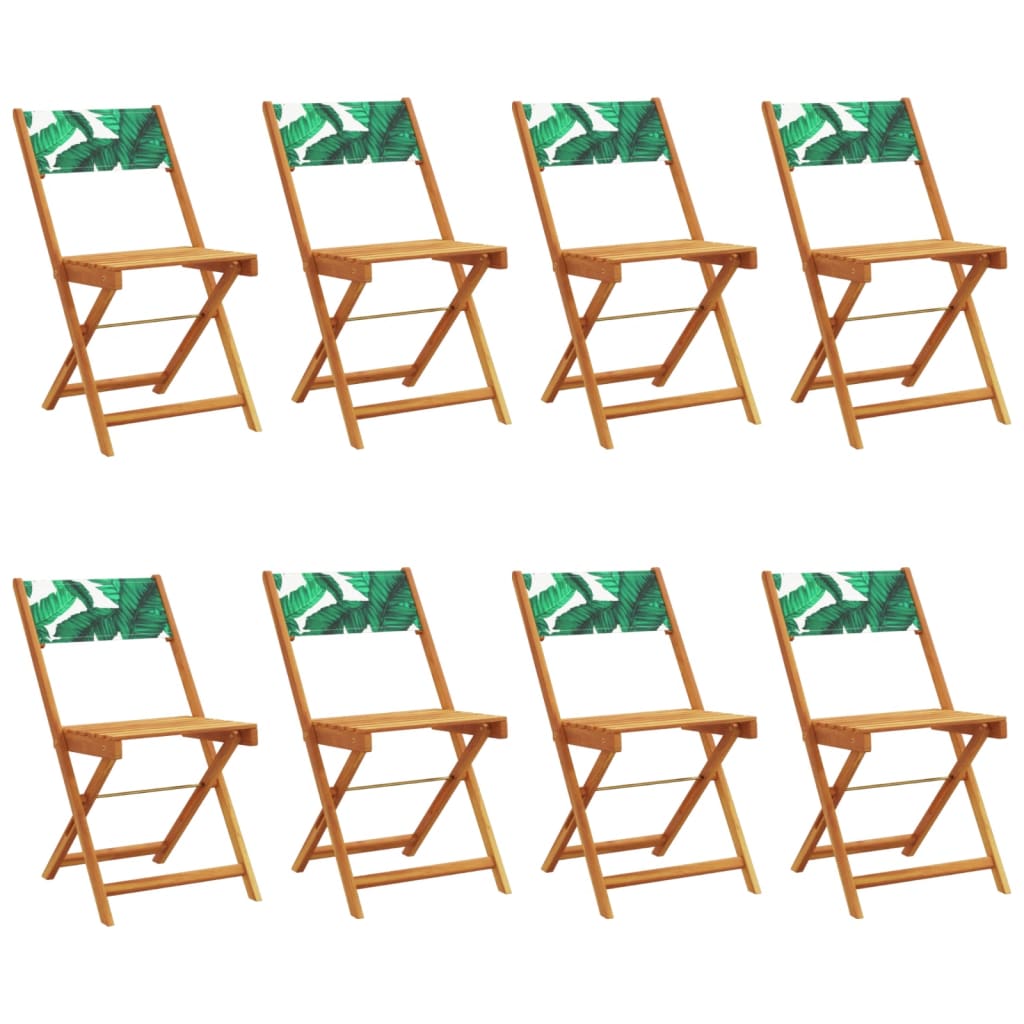 8-Piece Green Fabric & Solid Wood Folding Garden Chairs Set
