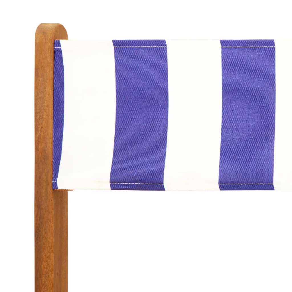4-Pc Blue & White Folding Garden Chairs - Fabric & Wood