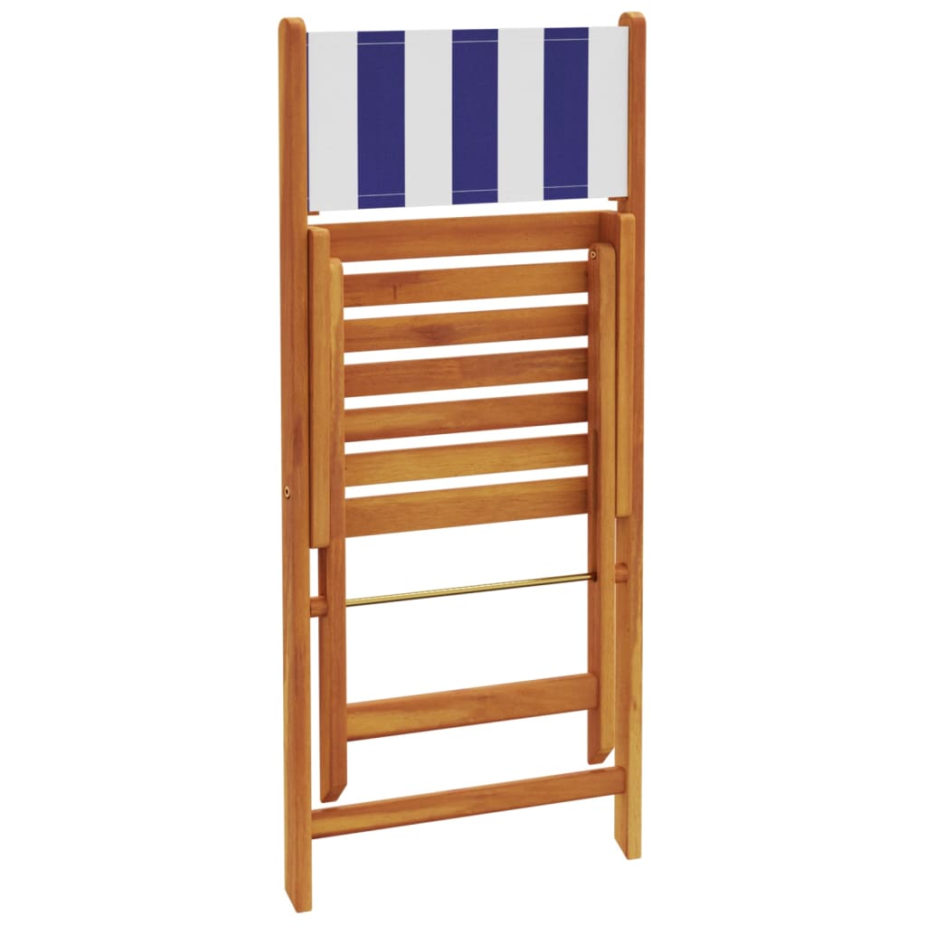 6-Piece Blue & White Folding Garden Chairs - Fabric & Wood