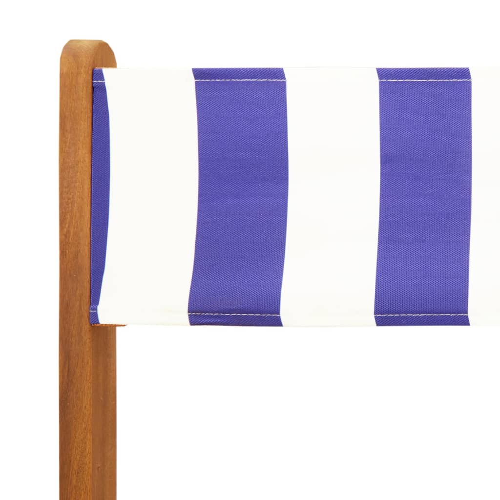 6-Piece Blue & White Folding Garden Chairs - Fabric & Wood