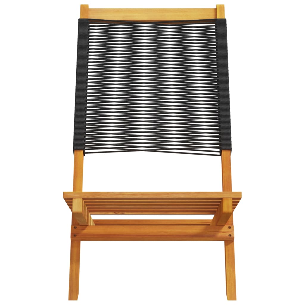 4-Piece Black Acacia Wood Folding Garden Chairs - Durable & Stylish