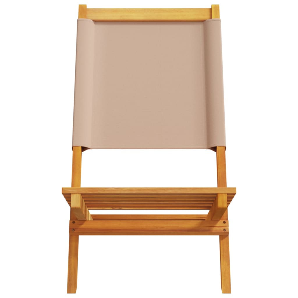 4-Piece Folding Garden Chairs Set - Taupe Fabric & Solid Wood