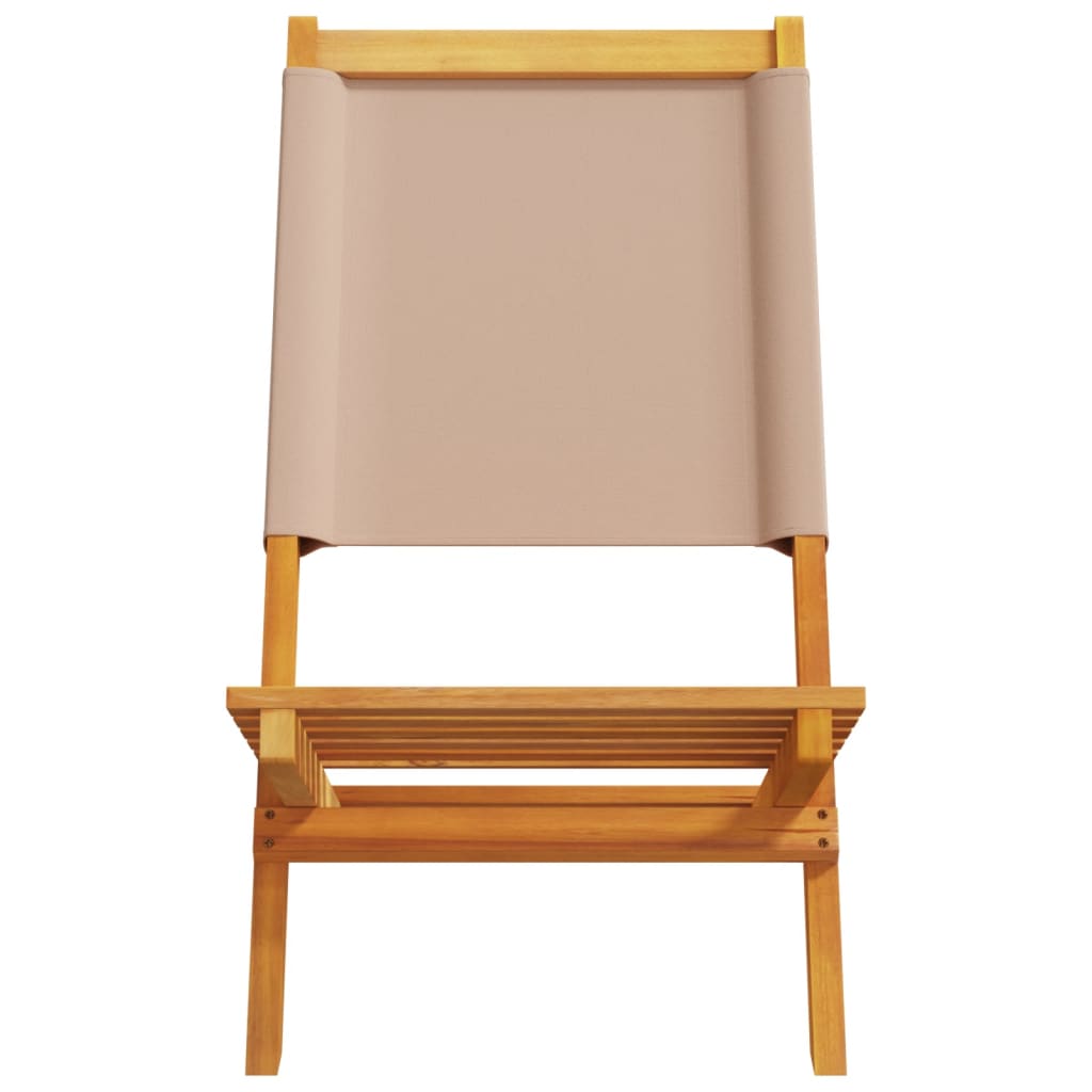 6-Piece Taupe Fabric & Solid Wood Folding Garden Chairs Set