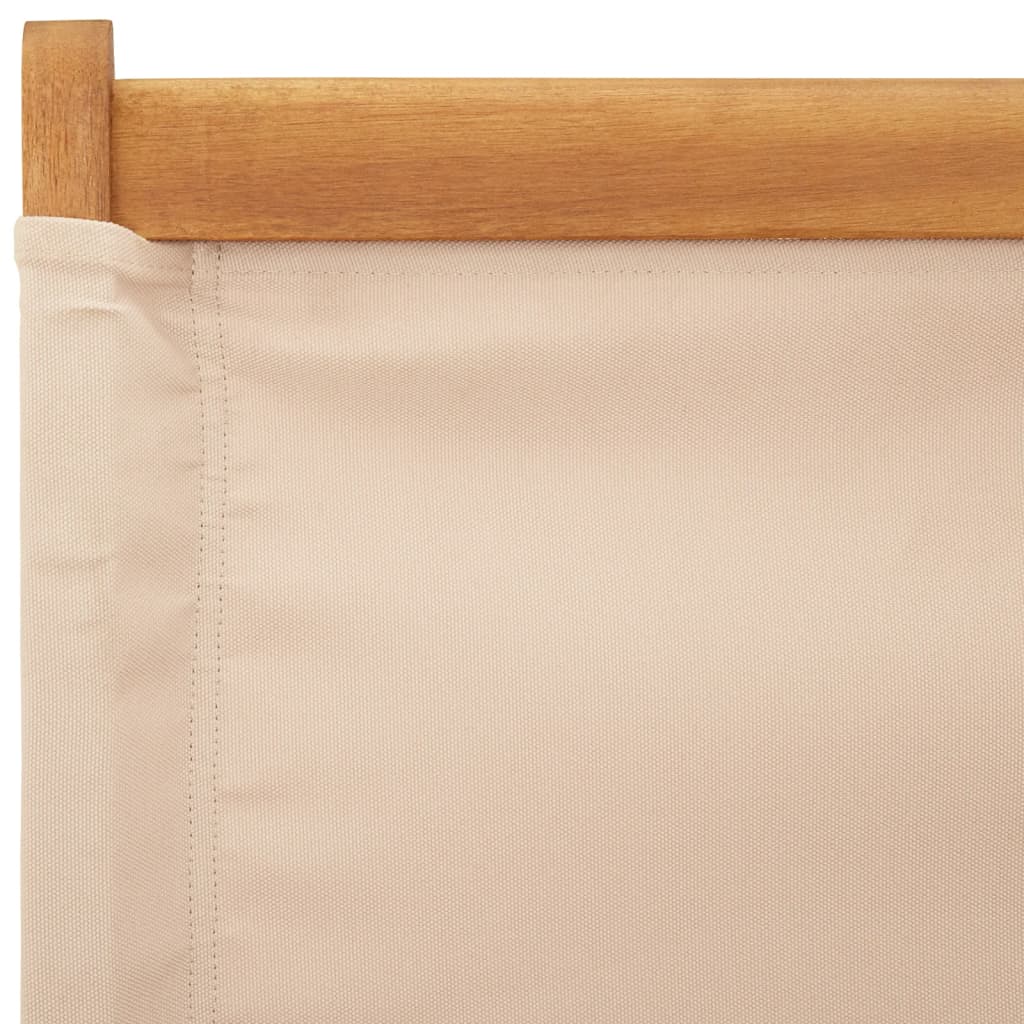6 Beige Folding Garden Chairs - Fabric & Solid Wood