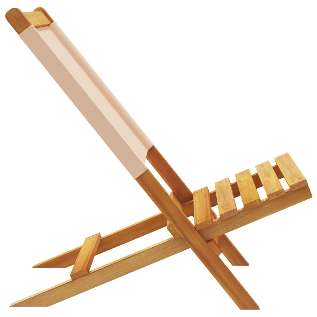 8-Piece Beige Fabric & Wood Folding Garden Chairs Set