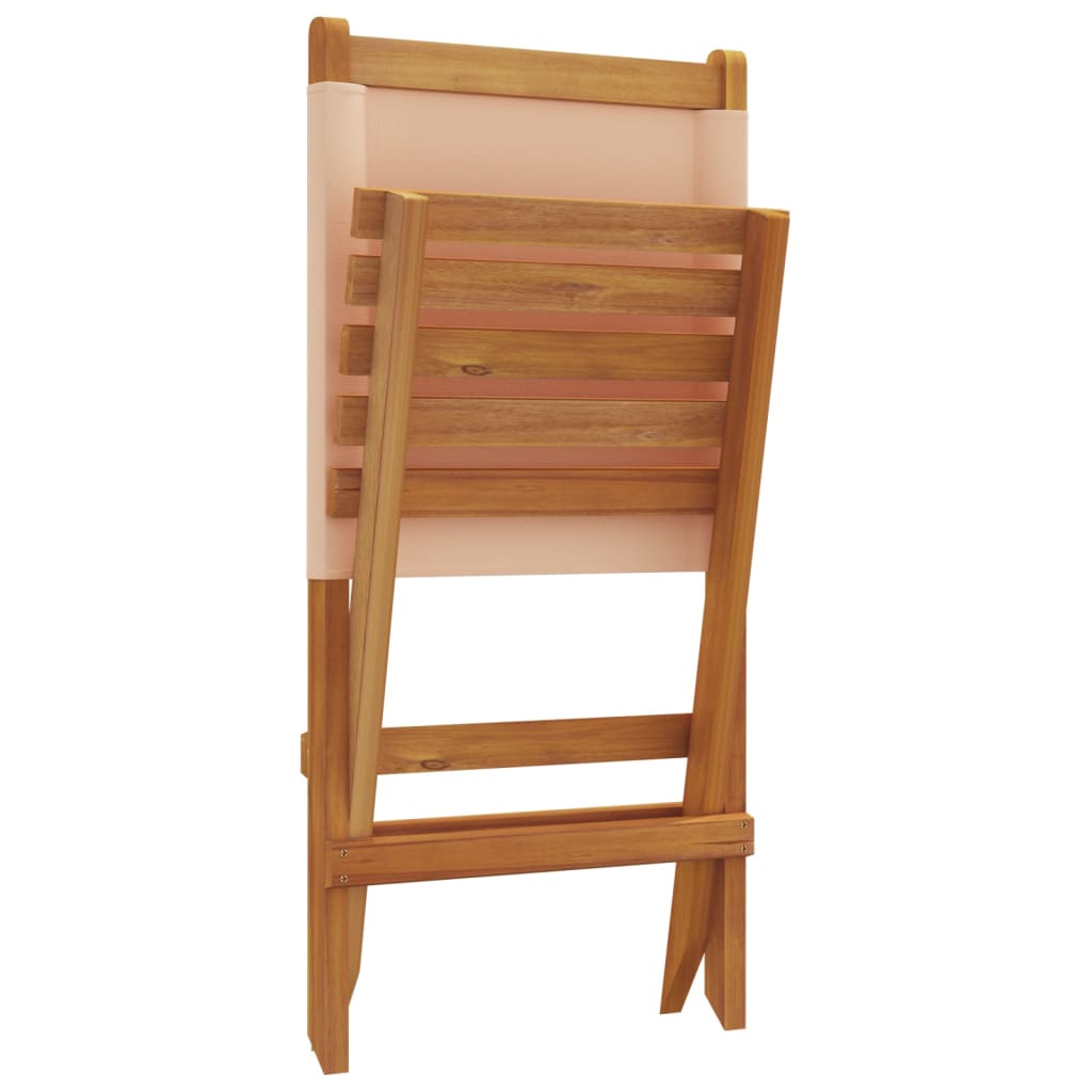 8-Piece Beige Fabric & Wood Folding Garden Chairs Set