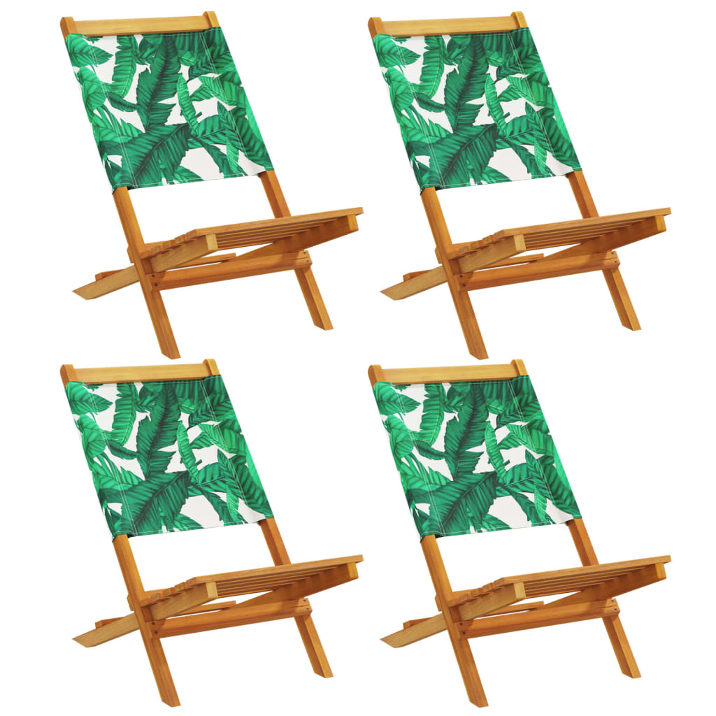4 Green Fabric & Solid Wood Folding Garden Chairs