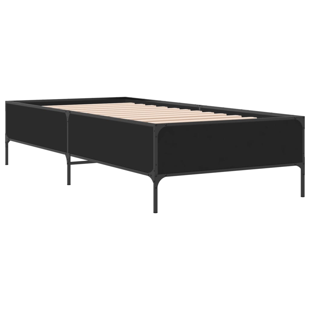 Sleek Black Metal Bed Frame 90x200 cm - Mattress Not Included