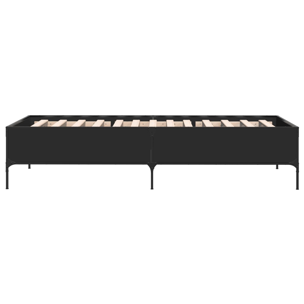 Sleek Black Metal Bed Frame 90x200 cm - Mattress Not Included