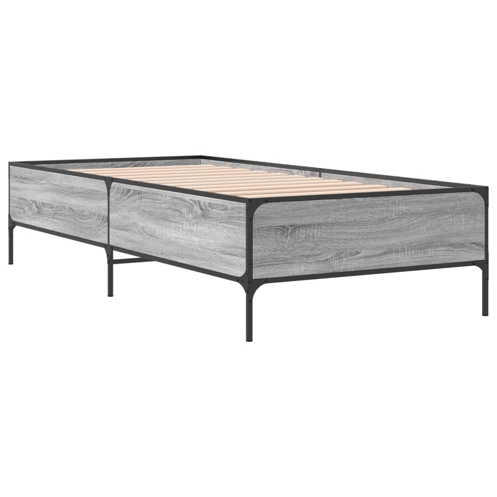 Stylish Grey Sonoma Bed Frame 90x200 cm - No Mattress Included
