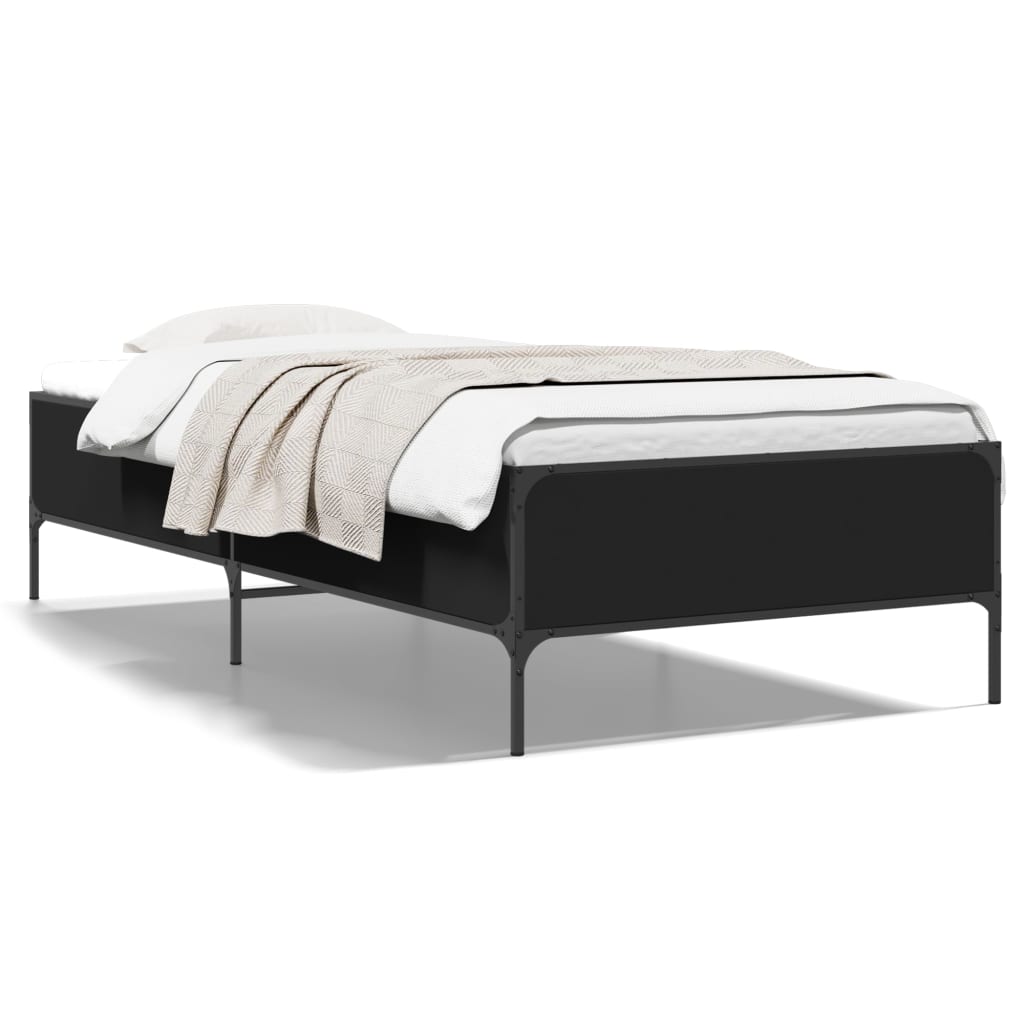 Black Metal Small Single Bed Frame 75x190 cm - No Mattress