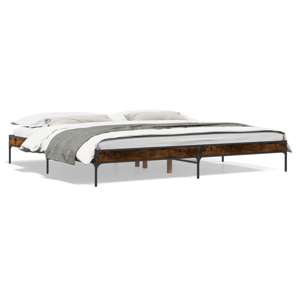 Smoked Oak Bed Frame 200x200 cm - No Mattress Included