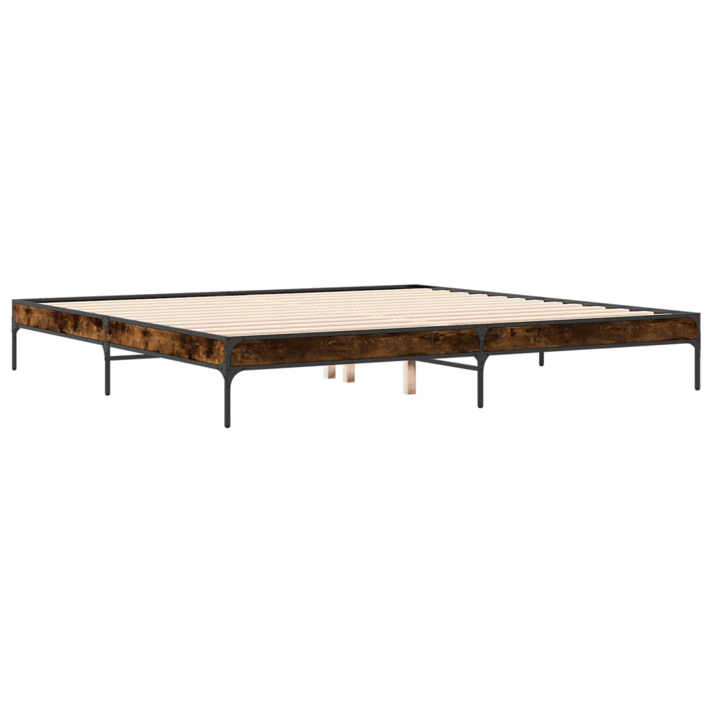 Smoked Oak Bed Frame 200x200 cm - No Mattress Included