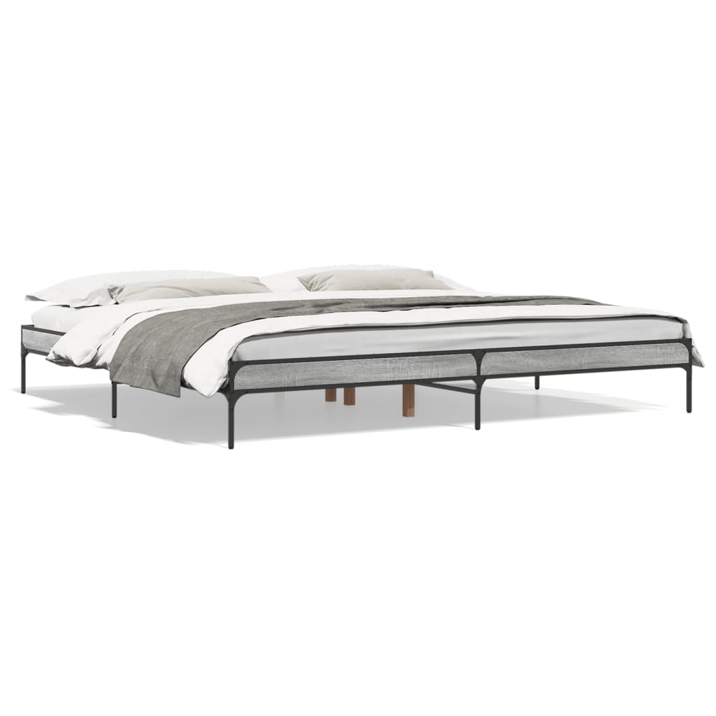 Grey Sonoma Wooden Bed Frame 200x200 cm - Mattress Not Included