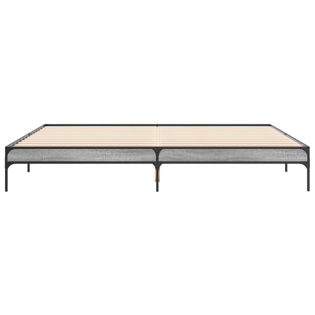 Grey Sonoma Wooden Bed Frame 200x200 cm - Mattress Not Included