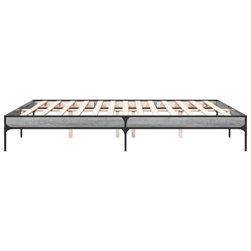 Grey Sonoma Wooden Bed Frame 200x200 cm - Mattress Not Included