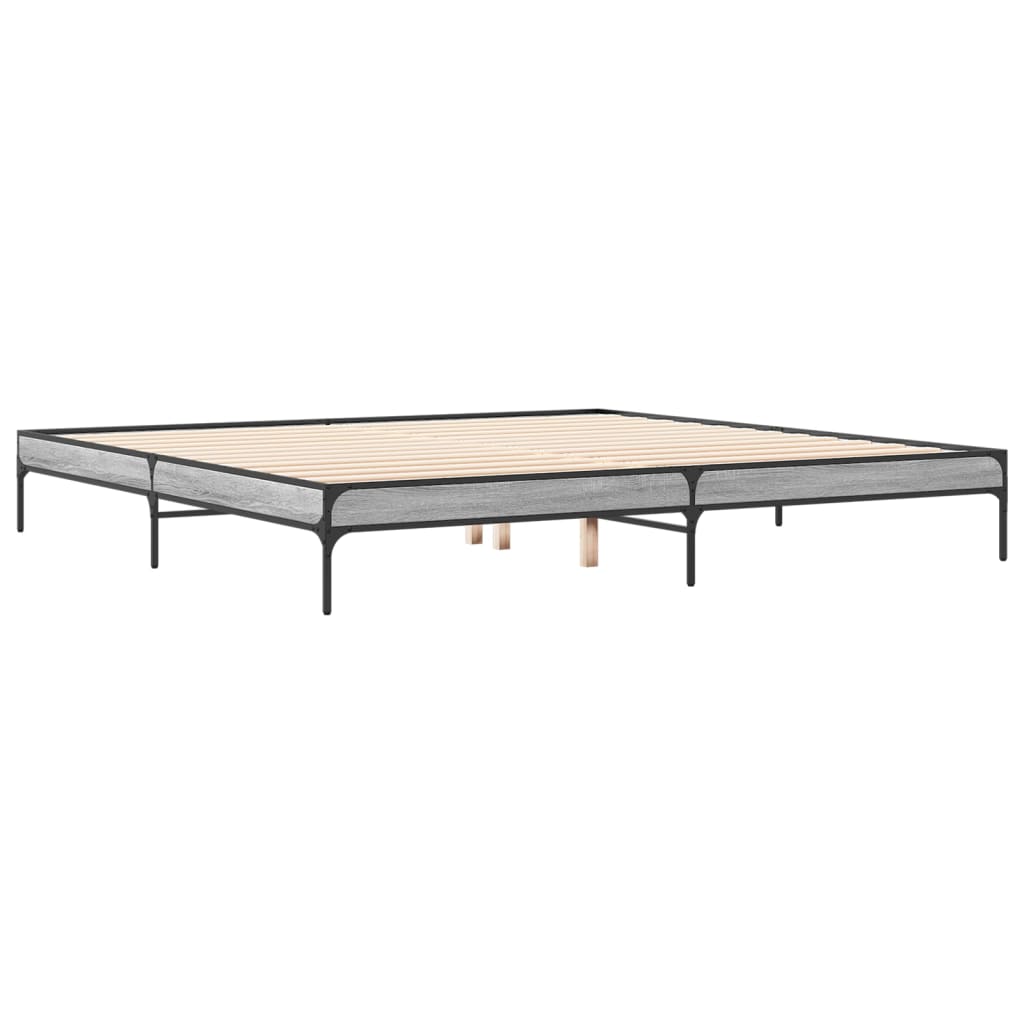 Grey Sonoma Wooden Bed Frame 200x200 cm - Mattress Not Included