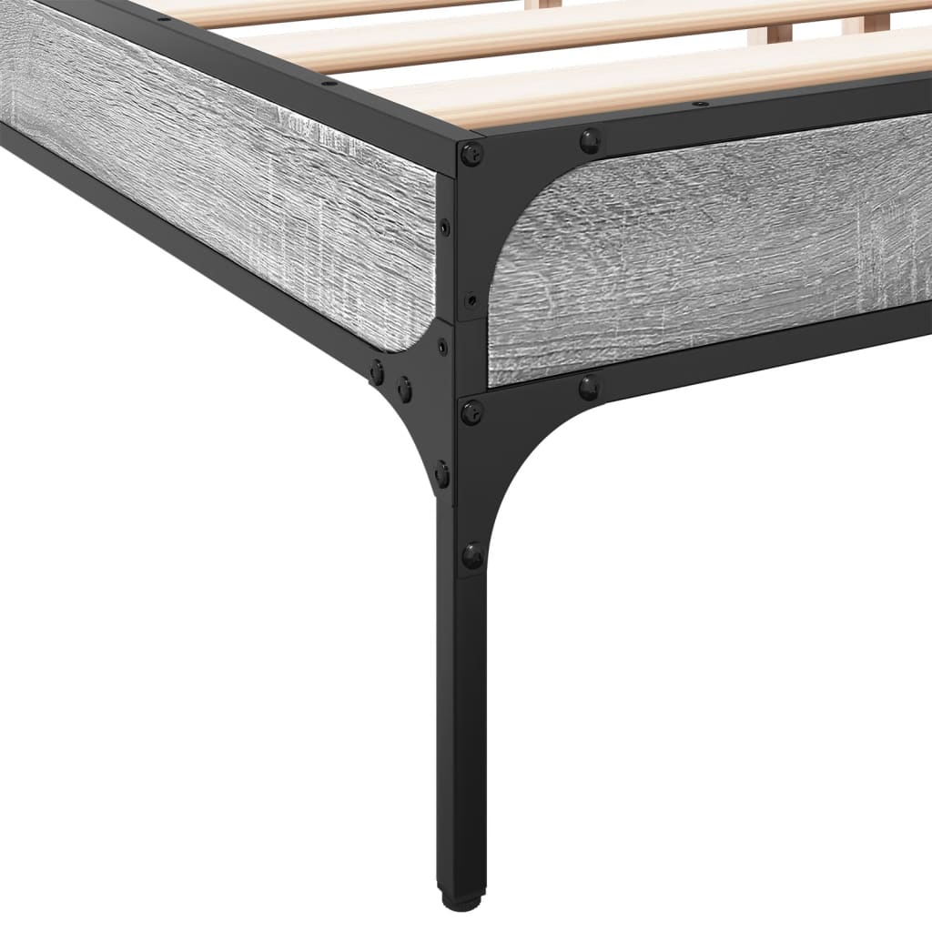 Grey Sonoma Wooden Bed Frame 200x200 cm - Mattress Not Included