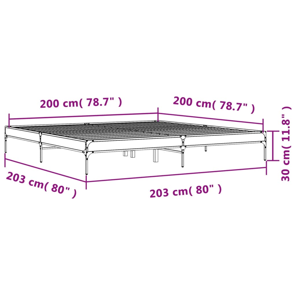 Bed Frame without Mattress Brown Oak 200x200 cm