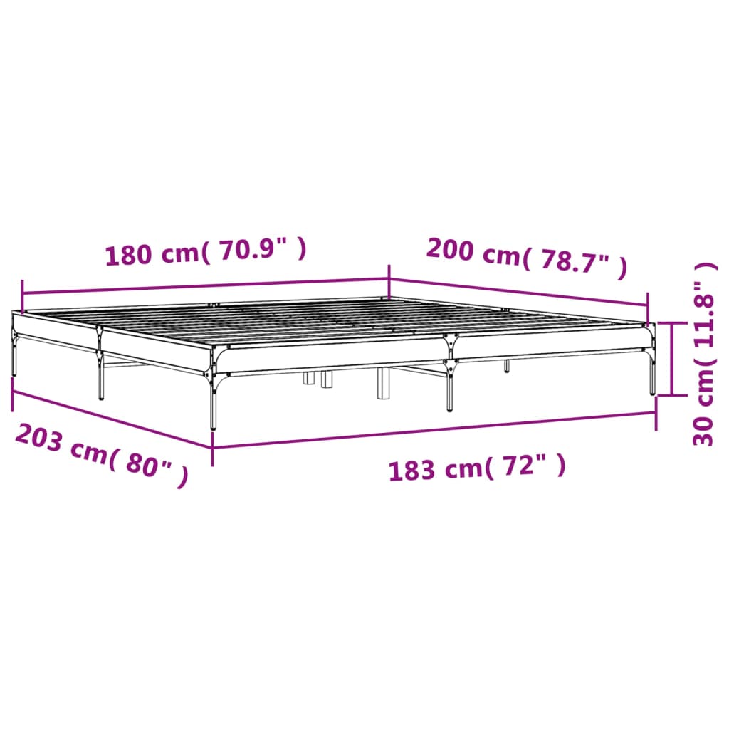 Super King Smoked Oak Bed Frame 180x200 cm - No Mattress Included
