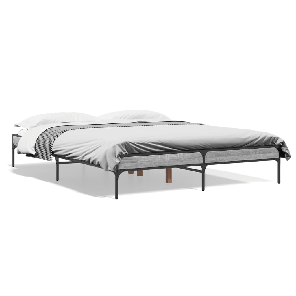 Grey Sonoma Wood Bed Frame 160x200 cm - No Mattress Included