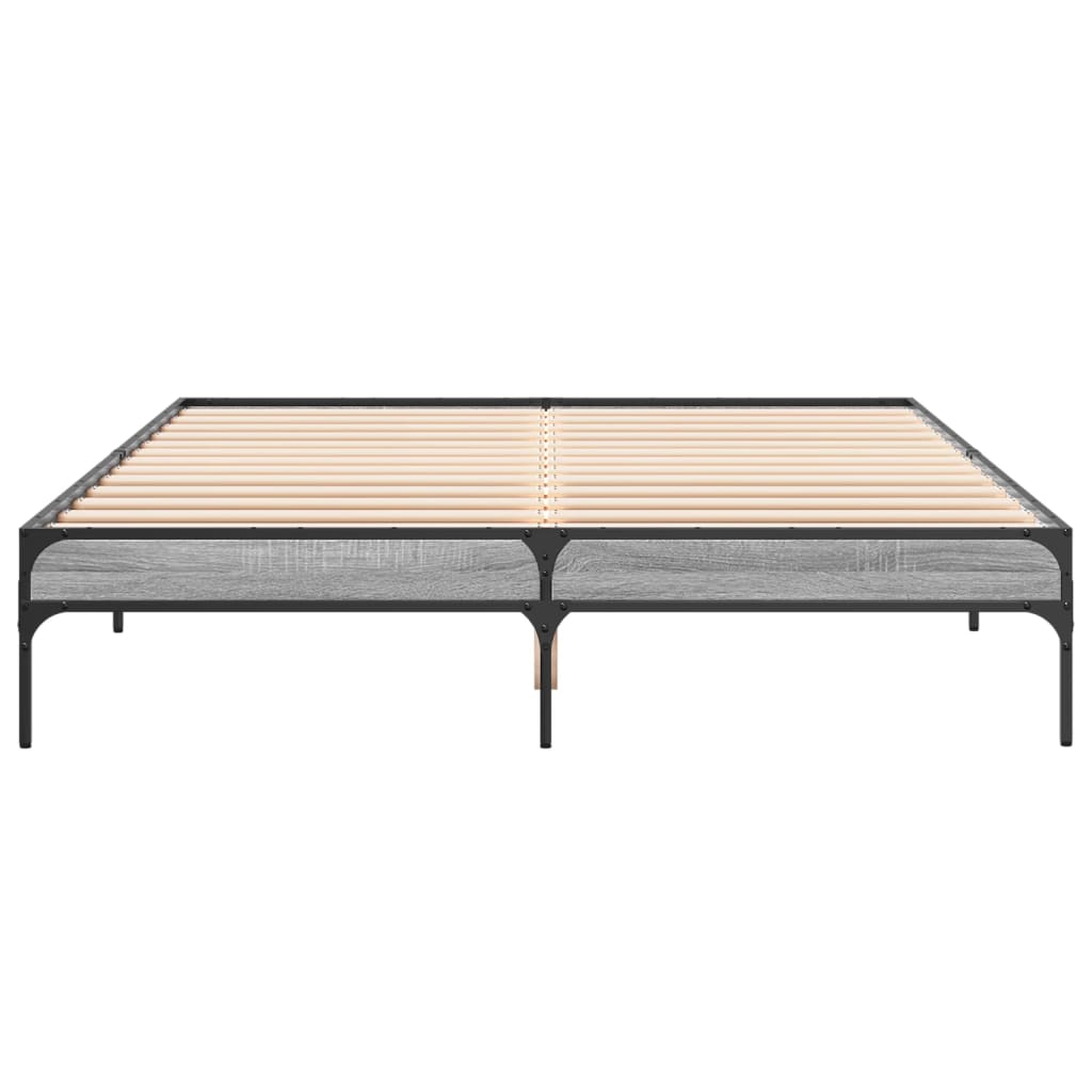 Grey Sonoma Wood Bed Frame 160x200 cm - No Mattress Included