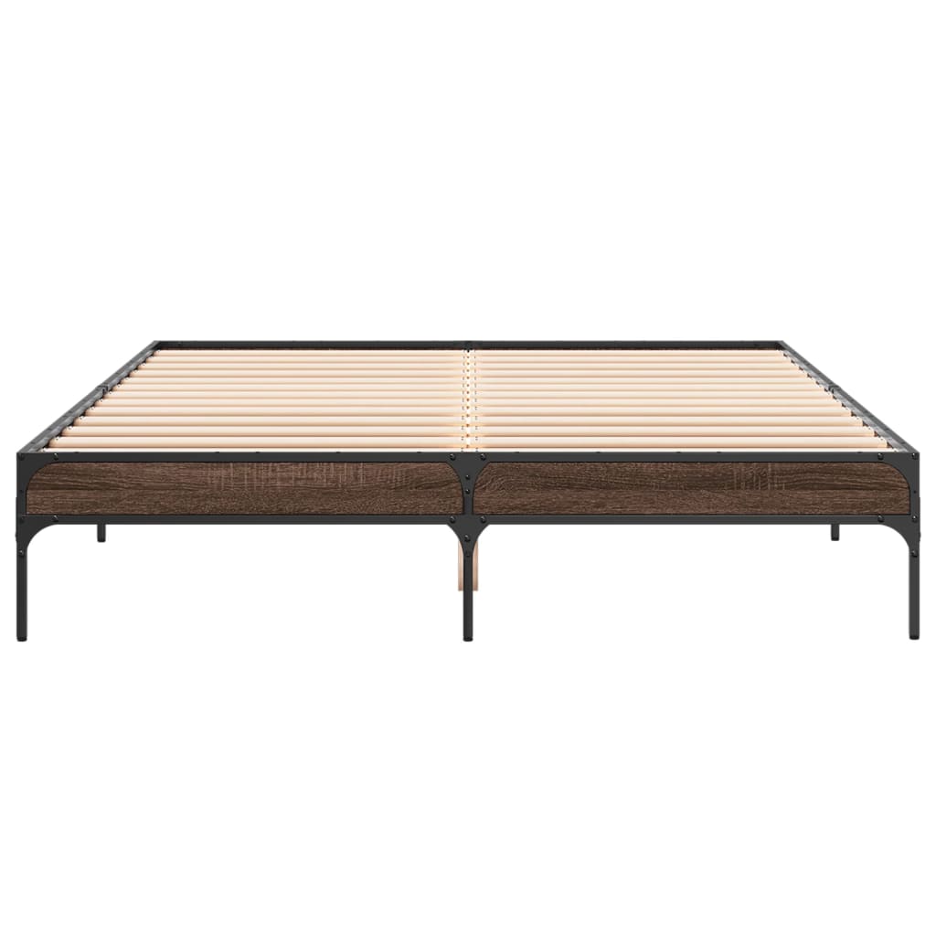 Brown Oak Bed Frame 160x200 cm - Sturdy Bedroom Essential