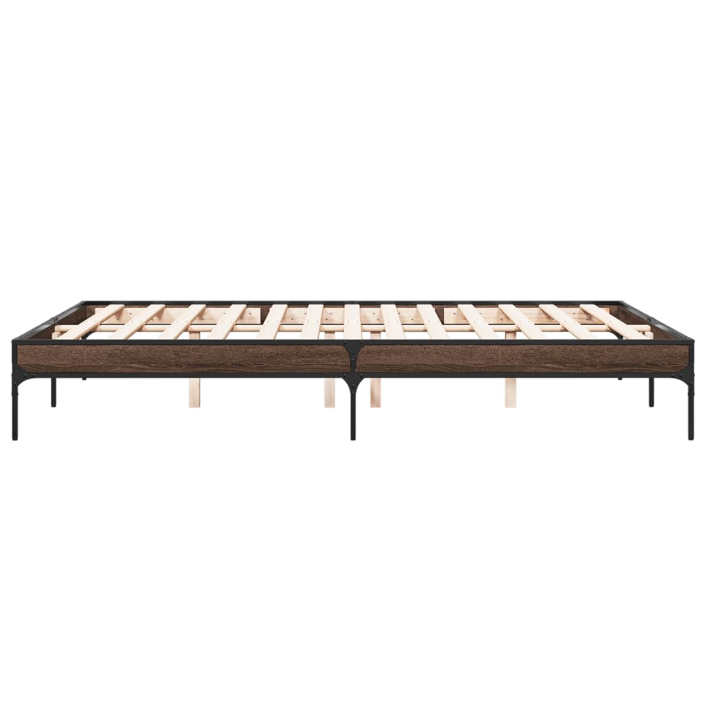 Brown Oak Bed Frame 160x200 cm - Sturdy Bedroom Essential