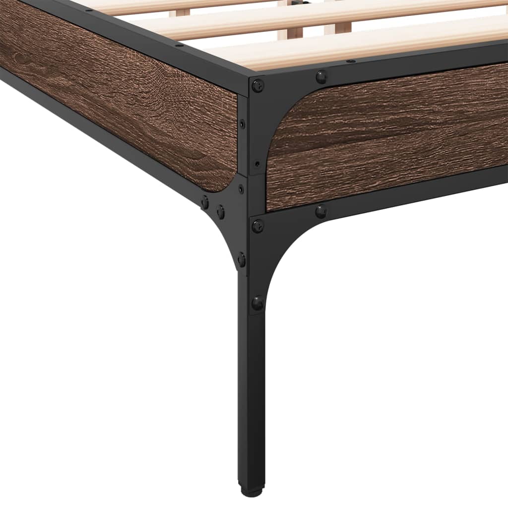 Brown Oak Bed Frame 160x200 cm - Sturdy Bedroom Essential