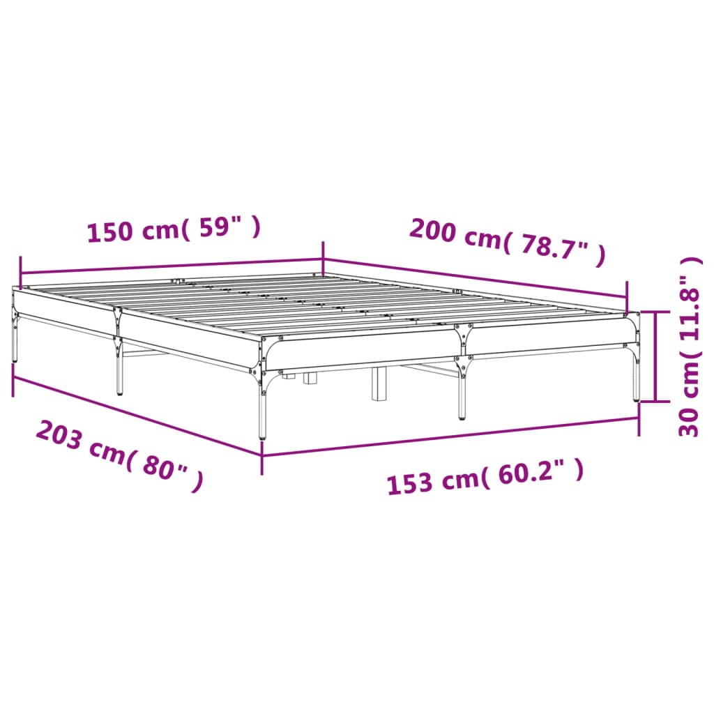Sonoma Oak King Size Bed Frame 150x200 cm - Sturdy & Stylish