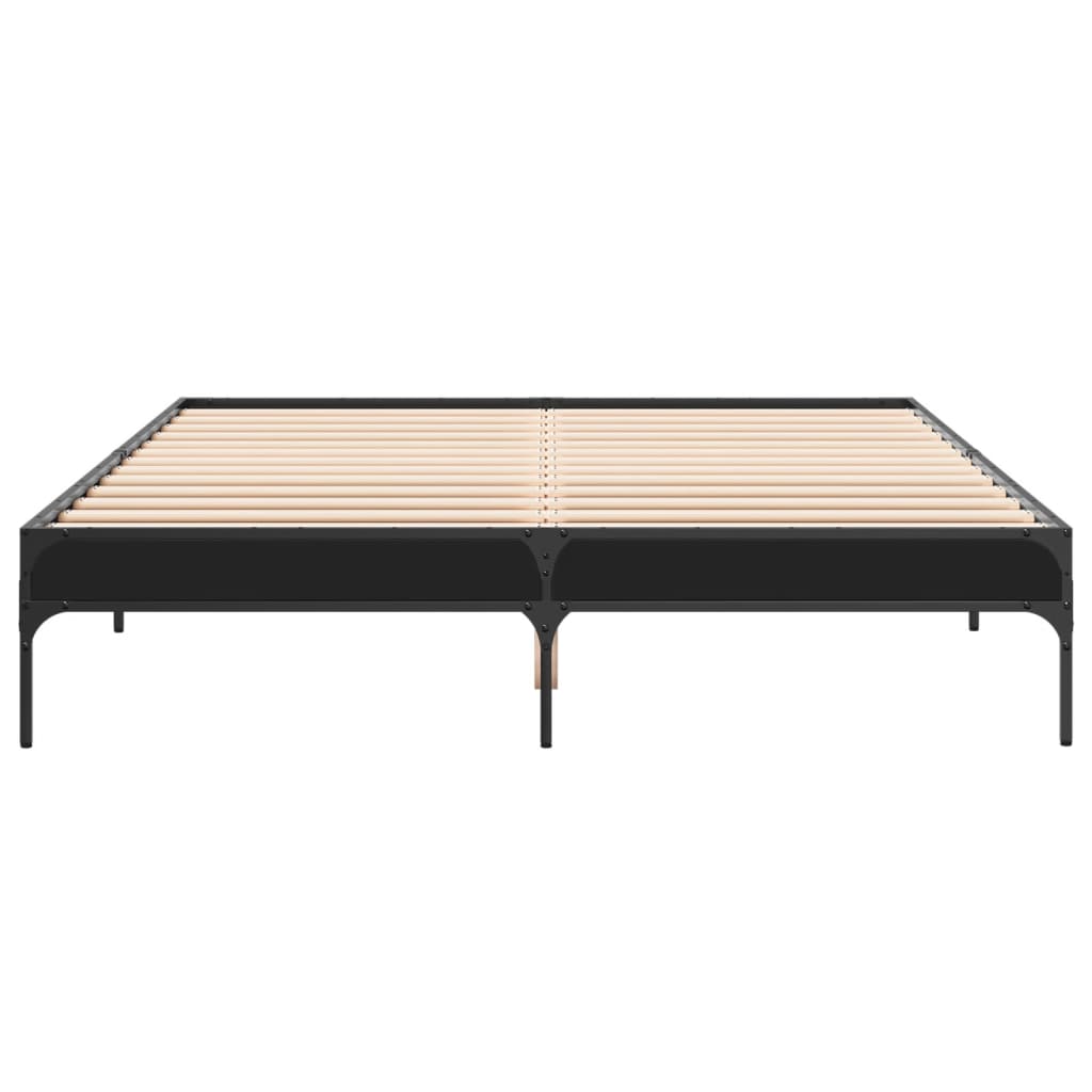 Sleek Black Metal Bed Frame 140x200 cm - No Mattress Included