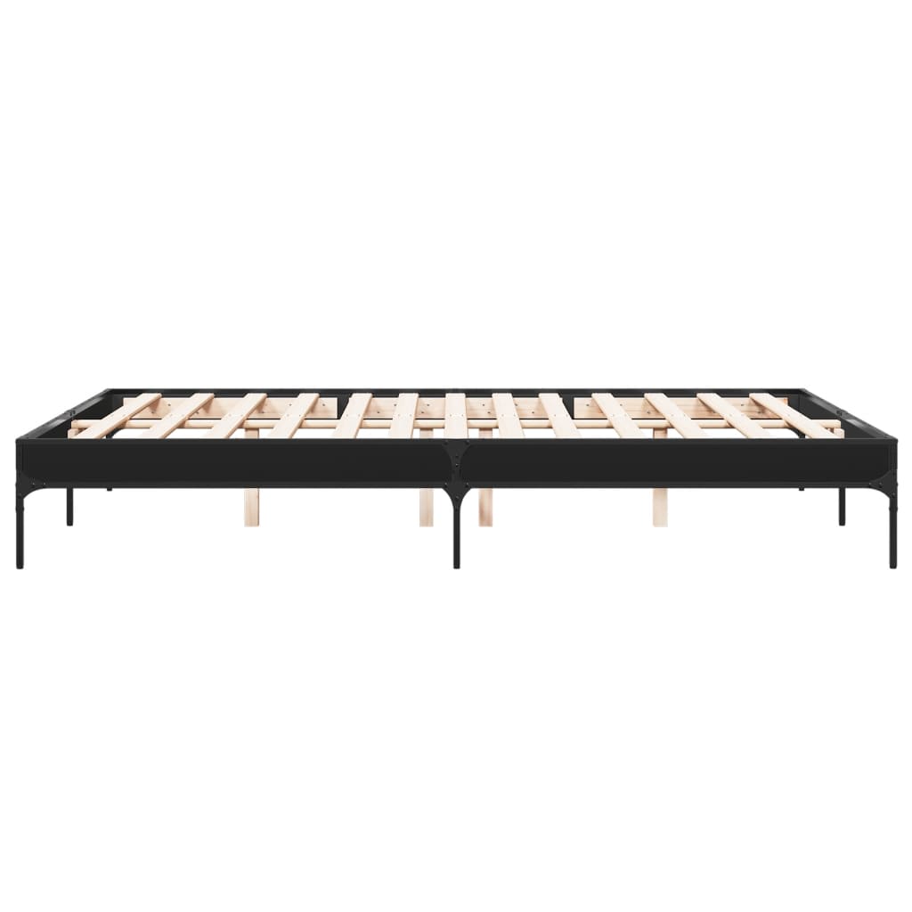 Sleek Black Metal Bed Frame 140x200 cm - No Mattress Included