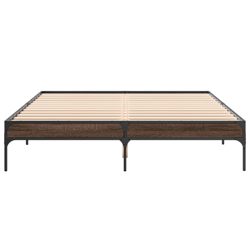 Brown Oak Bed Frame 140x200 cm - Sturdy & Stylish Platform Bed