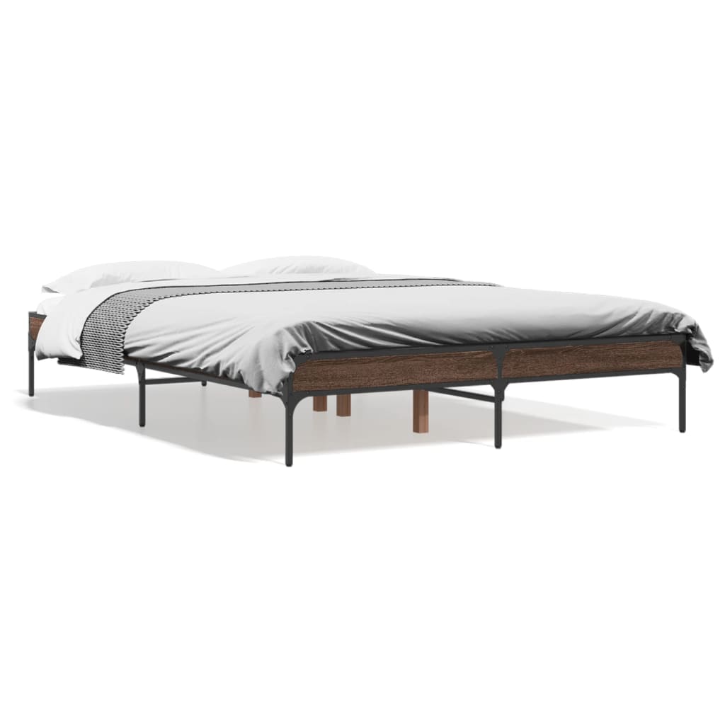 Brown Oak Bed Frame 120x200 cm - Durable Wood, No Mattress Included