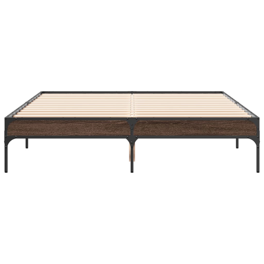 Brown Oak Bed Frame 120x200 cm - Durable Wood, No Mattress Included