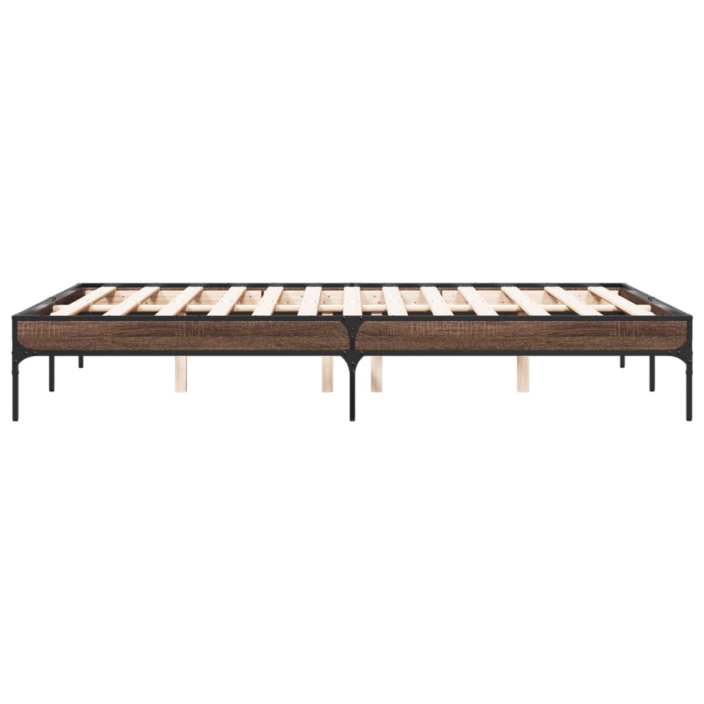 Brown Oak Bed Frame 120x200 cm - Durable Wood, No Mattress Included