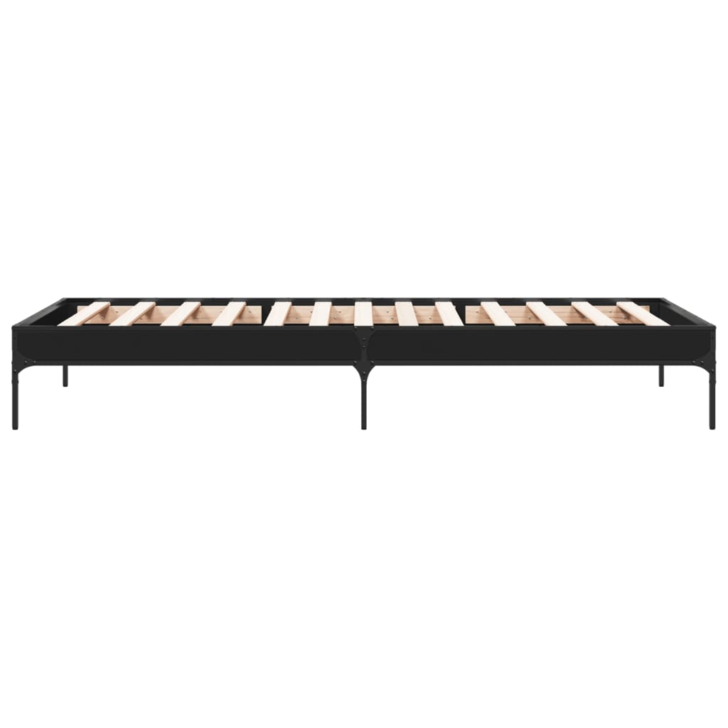 Sleek Black Metal Bed Frame 100x200 cm - Mattress Not Included