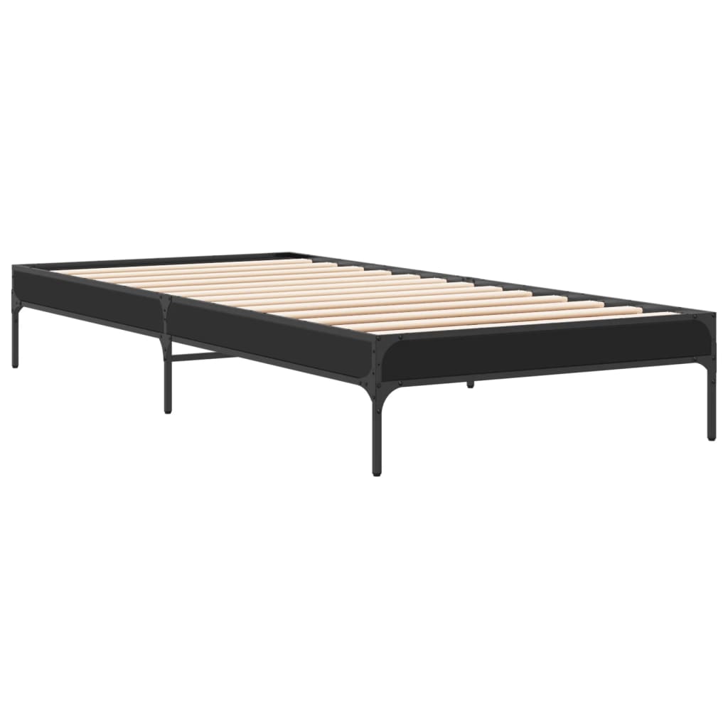 Sleek Black Metal Bed Frame 100x200 cm - Mattress Not Included