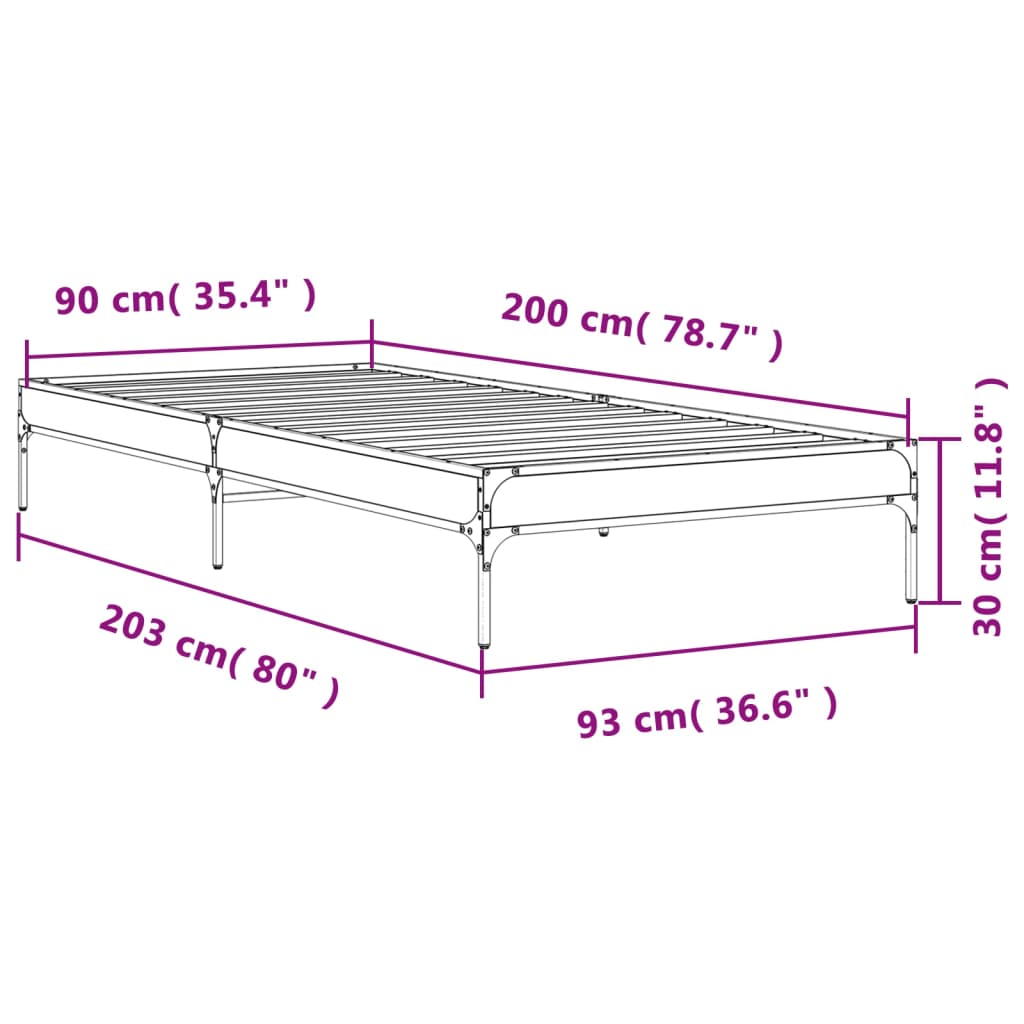 Sonoma Oak Bed Frame 90x200 cm - Sturdy & Stylish Design