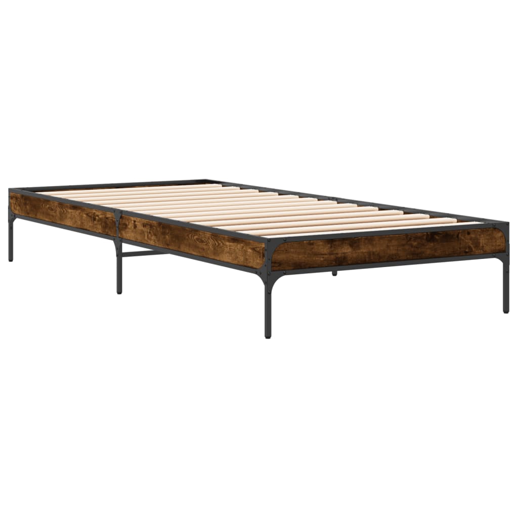 Smoked Oak Bed Frame 90x200 cm - Durable & Stylish Design
