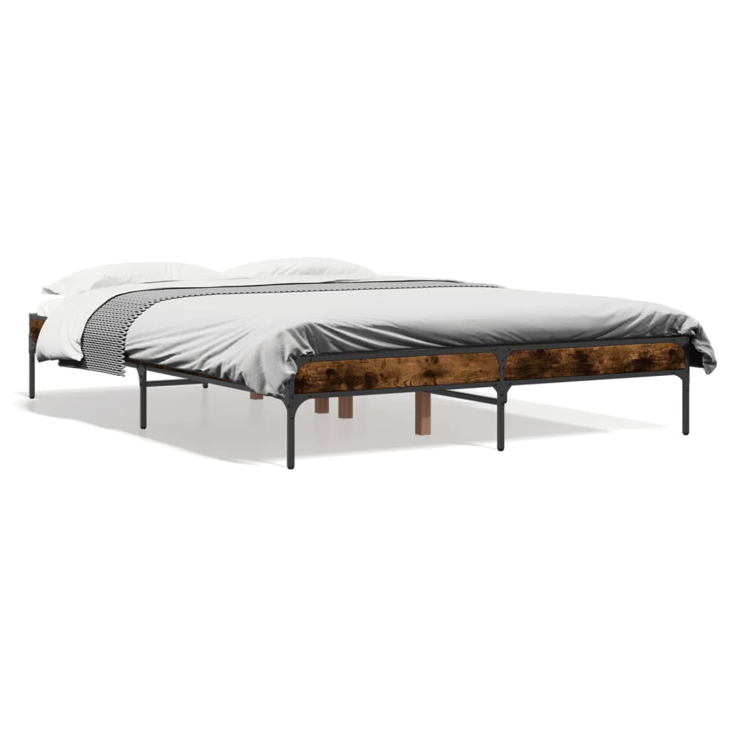 Smoked Oak Bed Frame 140x190 cm - No Mattress Included