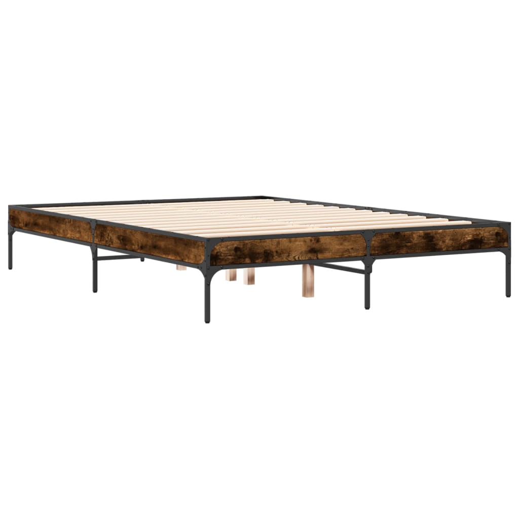 Smoked Oak Bed Frame 140x190 cm - No Mattress Included
