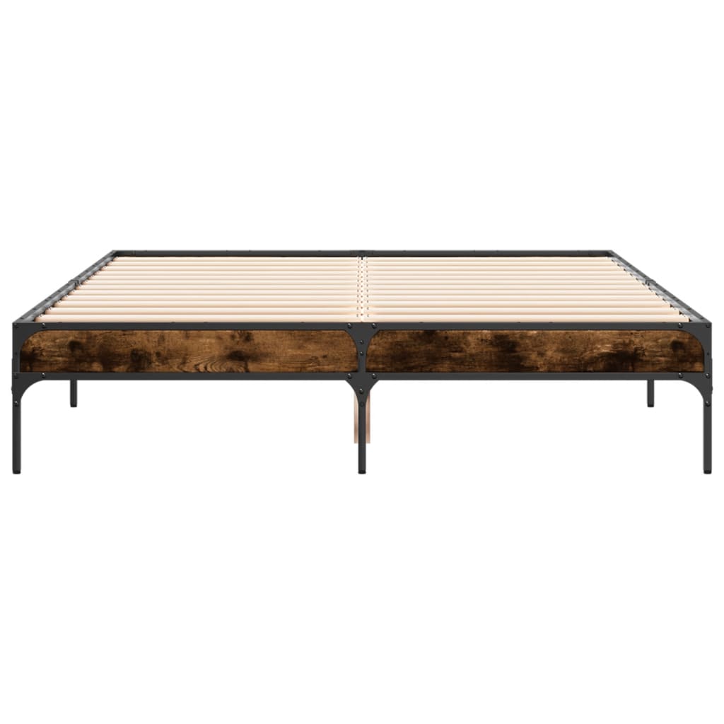 Smoked Oak Bed Frame 140x190 cm - No Mattress Included