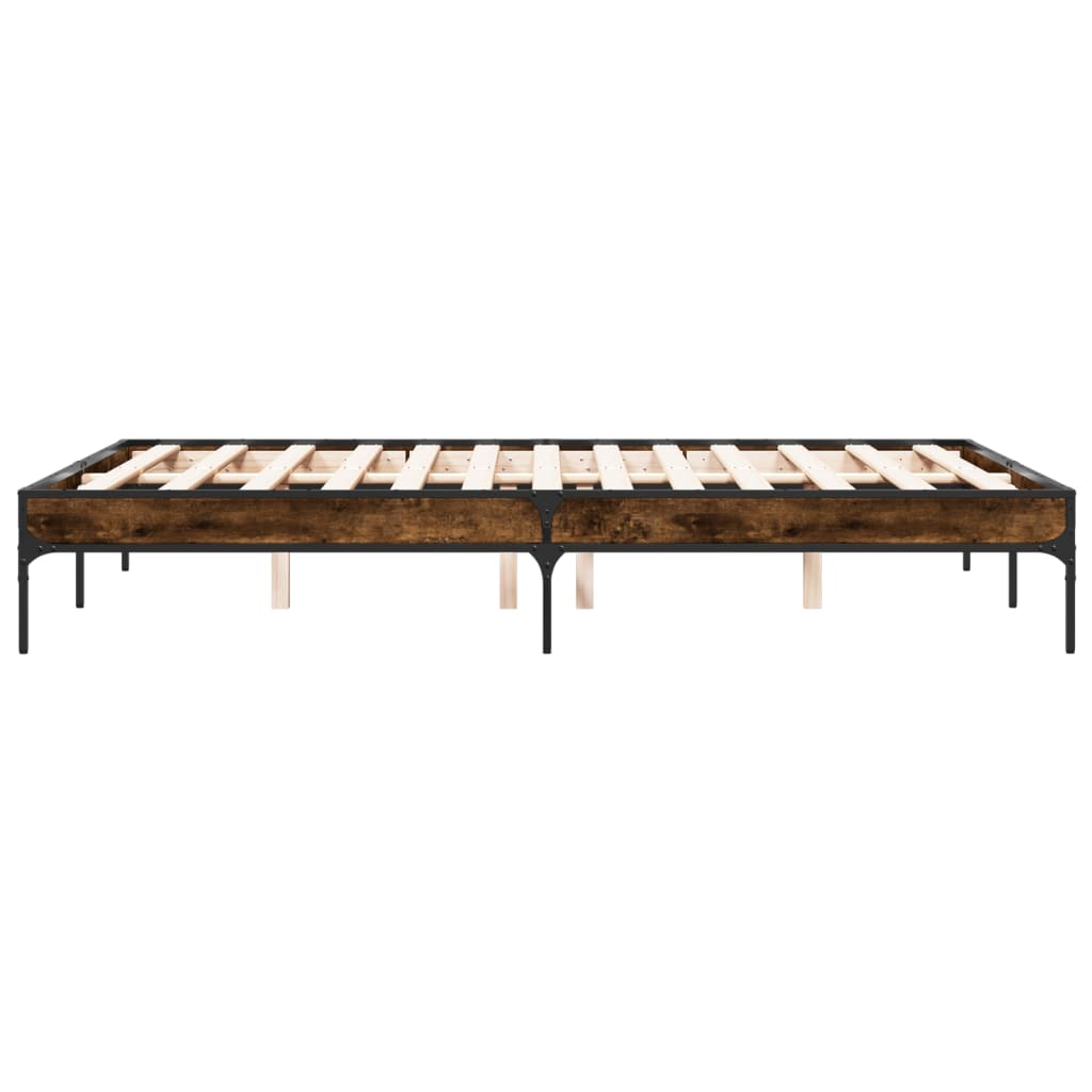 Smoked Oak Bed Frame 140x190 cm - No Mattress Included