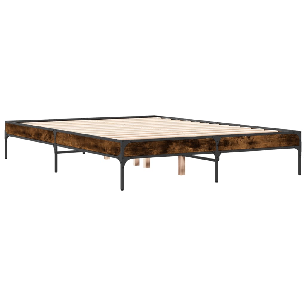 Smoked Oak Bed Frame 140x190 cm - No Mattress Included