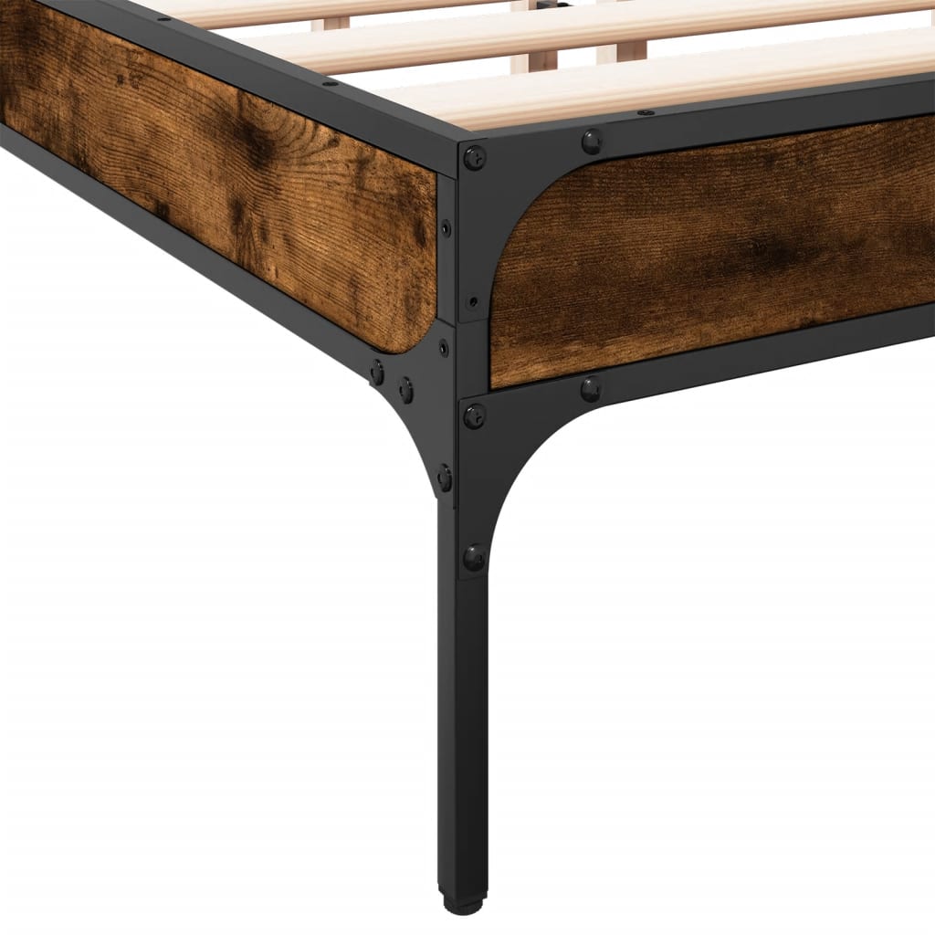 Smoked Oak Bed Frame 140x190 cm - No Mattress Included